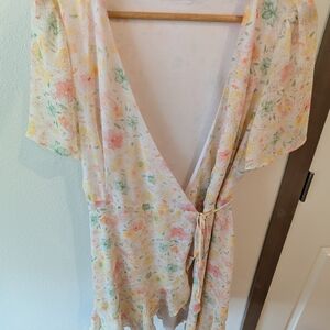 Floral Wrap Dress with V-Neck